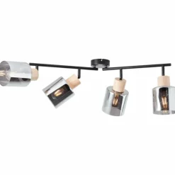 Plafonnier Brilliant Weald Noir, 4 lumières