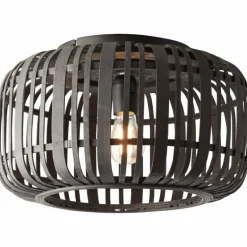 Plafonnier Brilliant Woodrow Bois foncé, Noir, 1 lumière