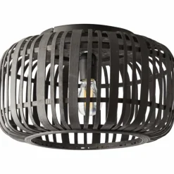 Plafonnier Brilliant Woodrow Bois foncé, Noir, 1 lumière