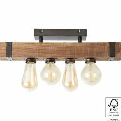 Plafonnier Brilliant Woodhill Bois foncé, Noir, 4 lumières