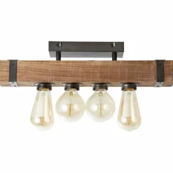 Plafonnier Brilliant Woodhill Bois foncé, Noir, 4 lumières