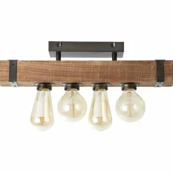 Plafonnier Brilliant Woodhill Bois foncé, Noir, 4 lumières