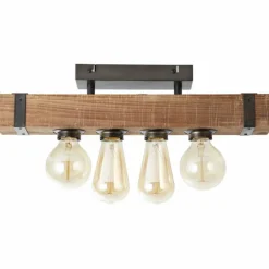 Plafonnier Brilliant Woodhill Bois foncé, Noir, 4 lumières