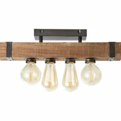 Plafonnier Brilliant Woodhill Bois foncé, Noir, 4 lumières