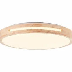 Plafonnier Brilliant Woodbury LED Bois clair, Blanc, 1 lumière