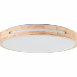 Plafonnier Brilliant Woodbury LED Bois clair, Blanc, 1 lumière