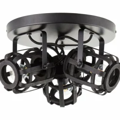 Plafonnier Brilliant Woodrow Noir, 3 lumières