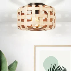 Plafonnier Brilliant Woodline Noir, 1 lumière