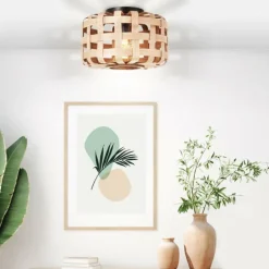 Plafonnier Brilliant Woodline Noir, 1 lumière