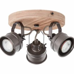 Plafonnier Brilliant-Leuchten Unity Bois foncé, Noir, 3 lumières