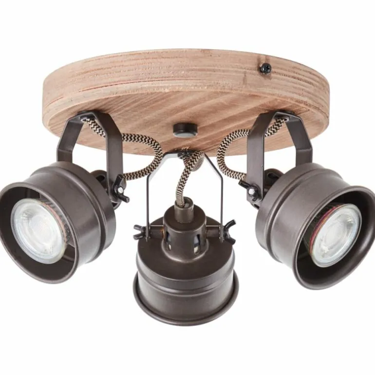 Plafonnier Brilliant-Leuchten Unity Bois foncé, Noir, 3 lumières