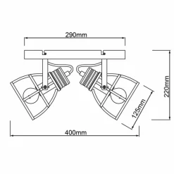 Plafonnier Brilliant-Leuchten Reece Noir, 2 lumières