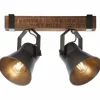 Plafonnier Brilliant-Leuchten Decca Bois foncé, Noir, 2 lumières