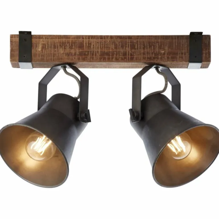 Plafonnier Brilliant-Leuchten Decca Bois foncé, Noir, 2 lumières