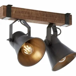 Plafonnier Brilliant-Leuchten Decca Bois foncé, Noir, 2 lumières