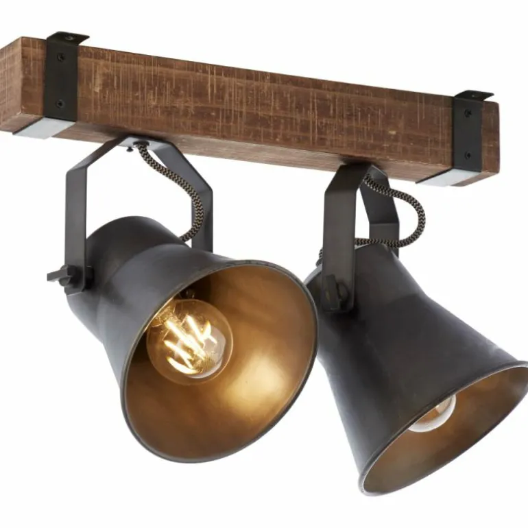 Plafonnier Brilliant-Leuchten Decca Bois foncé, Noir, 2 lumières