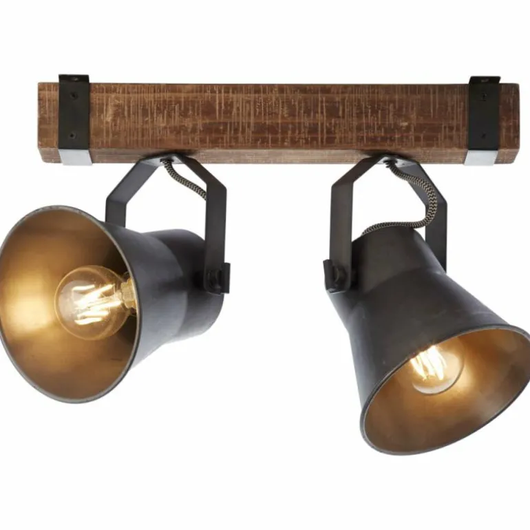 Plafonnier Brilliant-Leuchten Decca Bois foncé, Noir, 2 lumières