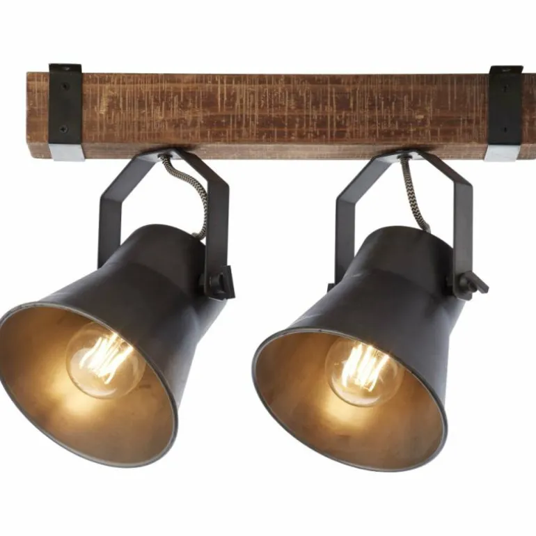 Plafonnier Brilliant-Leuchten Decca Bois foncé, Noir, 2 lumières