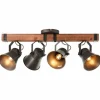 Plafonnier Brilliant-Leuchten Decca Bois foncé, Noir, 4 lumières