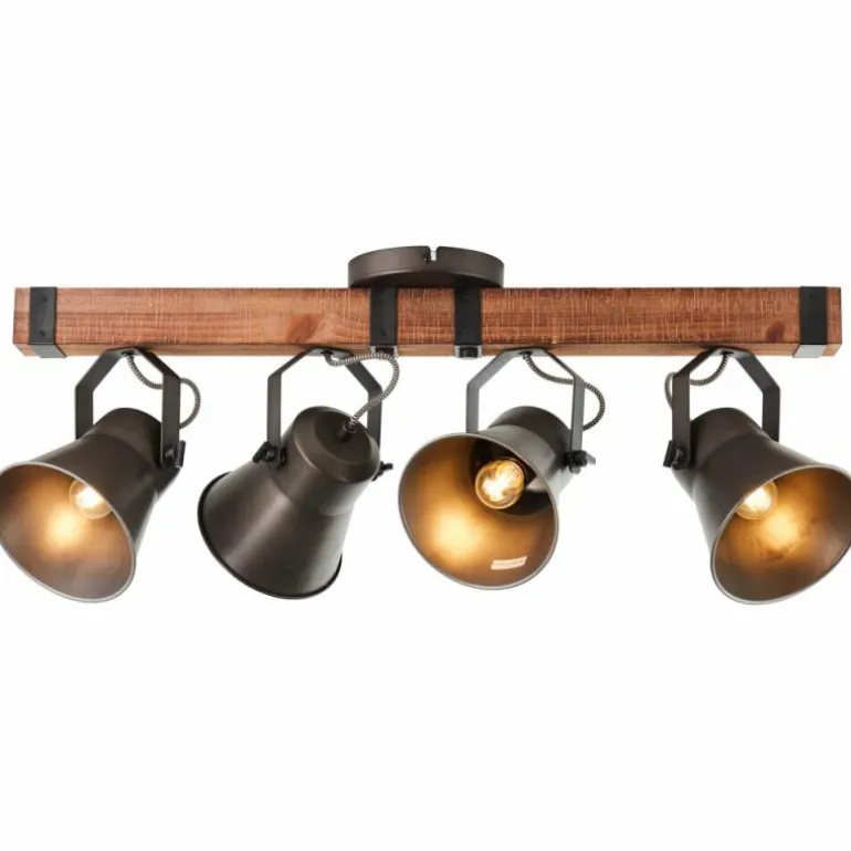 Plafonnier Brilliant-Leuchten Decca Bois foncé, Noir, 4 lumières