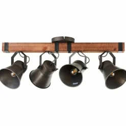 Plafonnier Brilliant-Leuchten Decca Bois foncé, Noir, 4 lumières