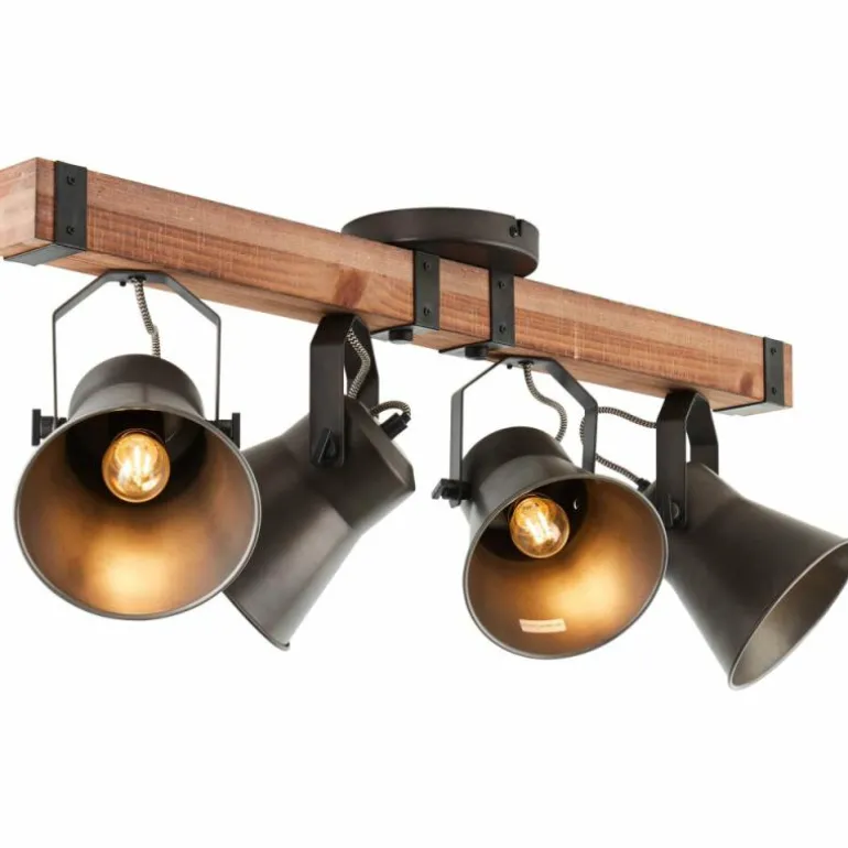 Plafonnier Brilliant-Leuchten Decca Bois foncé, Noir, 4 lumières