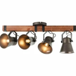 Plafonnier Brilliant-Leuchten Decca Bois foncé, Noir, 4 lumières