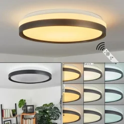 Plafonnier Buris LED Noir, Blanc, 1 lumière, Télécommandes