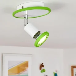 Plafonnier Cabri LED Chrome, Vert, Blanc, 1 lumière