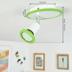 Plafonnier Cabri LED Chrome, Vert, Blanc, 1 lumière