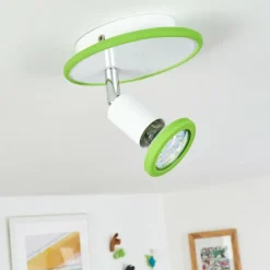 Plafonnier Cabri LED Chrome, Vert, Blanc, 1 lumière