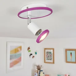 Plafonnier Cabri LED Chrome, Lila, Blanc, 1 lumière