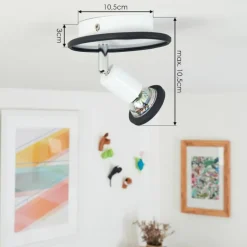 Plafonnier Cabri LED Chrome, Noir, Blanc, 1 lumière