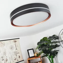 Plafonnier Cachalot LED Cuivre, Noir, 1 lumière, Télécommandes, Changeur de couleurs