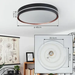 Plafonnier Cachalot LED Cuivre, Noir, 1 lumière, Télécommandes, Changeur de couleurs