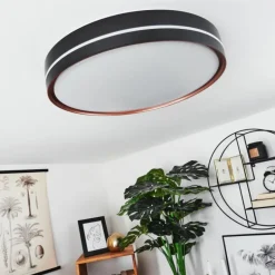 Plafonnier Cachalot LED Cuivre, Noir, 1 lumière, Télécommandes, Changeur de couleurs