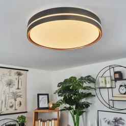 Plafonnier Cachalot LED Cuivre, Noir, 1 lumière, Télécommandes, Changeur de couleurs