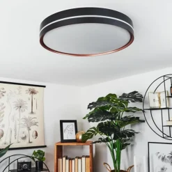 Plafonnier Cachalot LED Cuivre, Noir, 1 lumière, Télécommandes, Changeur de couleurs