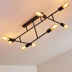 Plafonnier Cahaba Noir, 8 lumières