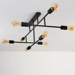 Plafonnier Cahaba Noir, 8 lumières