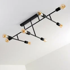 Plafonnier Cahaba Noir, 8 lumières