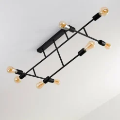 Plafonnier Cahaba Noir, 8 lumières