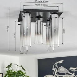 Plafonnier Caimitte Noir, 5 lumières