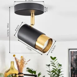 Plafonnier Campanas Laiton, Noir, 1 lumière