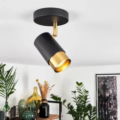 Plafonnier Campanas Laiton, Noir, 1 lumière