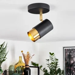 Plafonnier Campanas Laiton, Noir, 1 lumière