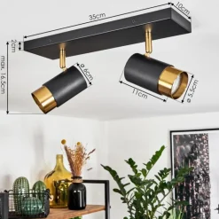 Plafonnier Campanas Laiton, Noir, 2 lumières