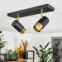 Plafonnier Campanas Laiton, Noir, 2 lumières