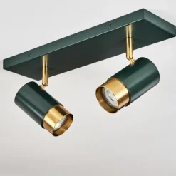 Plafonnier Campanas Vert, Laiton, 2 lumières