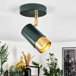 Plafonnier Campanas Vert, Laiton, 1 lumière